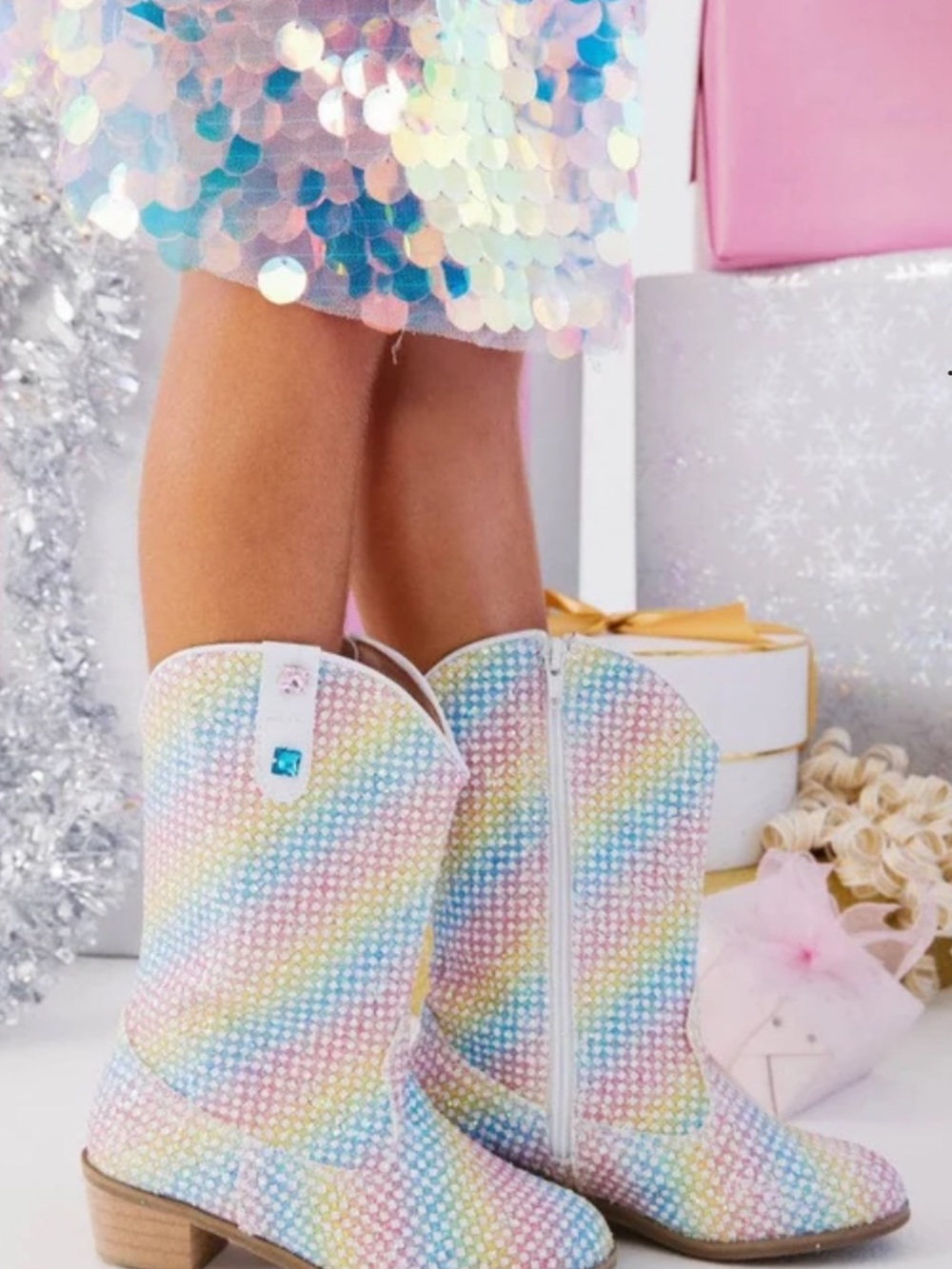 LOLA AND THE BOYS RAINBOW SPARKLE COWGIRL BOOTS
